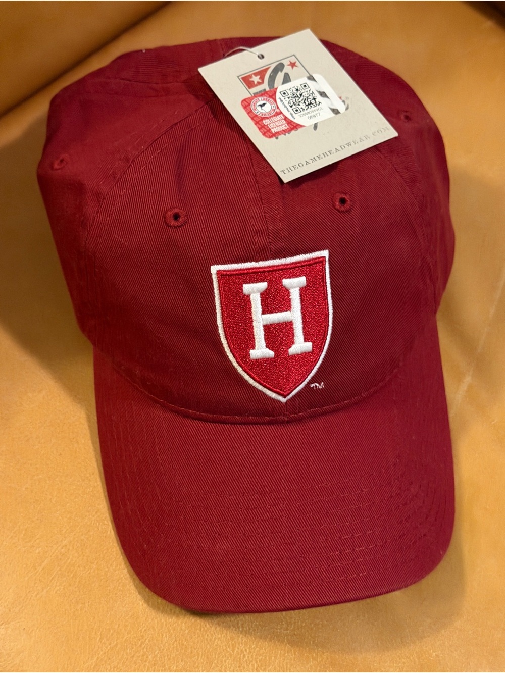 Harvard Athletic Shield Baseball Cap  - Crimson with White Embroidery